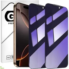 【ブルーライトカット＆360°覗き見防止】【2枚セット】LXBESOS for iPhone 17 Pro Max 用のガラスフィルム 対応アイフォン 17 Pro Max 360°覗き見防止 上下左右 プライバシー保護 液晶保護フィルム 日本旭硝子