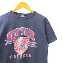 80s ビンテージ チャンピオン NEW YORK YANKEES プリント Tシャツ M ネイビー USA製 80年代 vintage アメリカ製 champion MLB