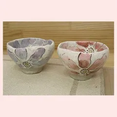 瀬戸焼　亜福窯　粉引陽花　陶碗／（１種選択／２種類）　41800,41799　◎2個目～大幅値引き対象商品　※陶器,民芸品,工芸品,可愛い,かわいい,高級感,手作り調,和食器,日本食,素朴,ギフト,レトロ,モダン,花柄,フラワー,ボウル