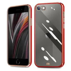 iPhone SE ケース 第3世代 第2世代 クリア iPhone8 ケース iPhone7 アイフォンSE3/SE2 カバー 耐衝撃 透明 TPU 落下防止 防塵 薄型 軽量 一体型 人気 変形防止 全面保護カバー シリコン メッキ加工(ラッキーレッド 0