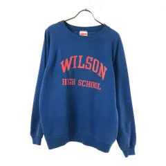 ヘインズ 80s USA製 プリント 長袖 スウェット トレーナー M ブルー Hanes 裏起毛 オールド ヴィンテージ メンズ