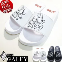2024年夏物新作 GALFY.E.L.N/ガルフィー【送料無料】普通にGALFY 人気キャラ 凹凸エンボス加工 90年代MIX ロゴ 厚底 アメカジ ユニセックス シャワーサンダル スリッパ 白/黒 L中型犬約27cm/XL大型犬約28cm【smtb-k】【