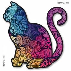 ステッカー ネコ サイケデリック 車用 ビニール カラフル 猫 シール 13cm かわいい おもしろ おしゃれ 2D 窓用ステッカー 防水 ねこ t6301
