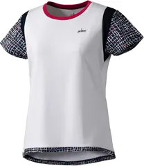 【新品】prince（プリンス）レディース ウィメンズ ゲームシャツ 試合 トレーニング 半袖テニスウェア 吸汗速乾 UPF50+ 消臭　ホワイト WS3052-146