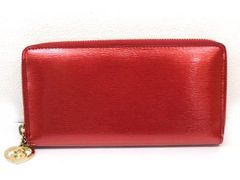 美品 グッチ ハート インターロッキング 308005 レザー レッド 赤 ラウンドファスナー長財布 ウォレット □ GUCCI 7F