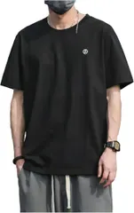 X-cross クロス tシャツ メンズ 半袖 綿 無地 スポーツ 透けない インナー ポリエステル ワンポイント オシャレ アウトドア 半袖tシャツ シンプル デザイン かっこいい カットソー トップス クルーネック(ブラック,  2XL)