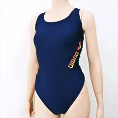 ●SE3F81☆arenaアリーナ競泳水着 2XL 超大きいサイズ グラマーサイズ 紺 シンプルスタイリッシュ ロゴプリント レディース 練習用水着 フィットネスジムプール ワンピース■