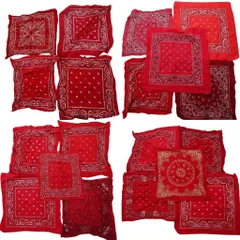 古着卸 まとめ売り ペイズリー柄 バンダナ  小物 19枚セット (ユニセックス ) レッド 赤 レッドホワイト 中古 古着 NA8044