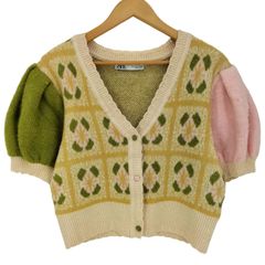 ザラ ZARA フラワージャガード ニットカーディガン レディース import：M 