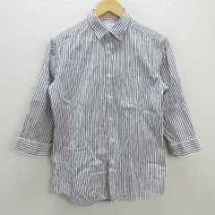 G■ユナイテッドアローズ/UNITED ARROWS GLR 七分袖シャツ/ストライプ柄【M】白黒/men's/97【中古】■