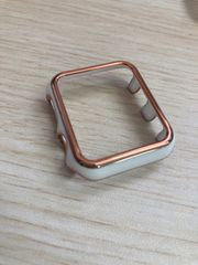 ホワイト アップルウォッチ カバー ケース AppleWatch レディース かわいい おしゃれ 側面 保護枠 保護ケース 40mm 41mm 42mm 44mm 45mm シリーズ se 9/8/7/6/5/4 対応