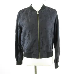 グリーンレーベルリラクシング ユナイテッドアローズ green label relaxing リバーシブルジャケット 長袖 ノーカラー ジップアップ 紺 黒 38 *T560