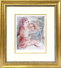 パブロ・ピカソ、女と裸の子供、希少な画集より、新品高級額装付、状態良好 パブロ・ピカソ、女と裸の子供、希少な画集より、新品高級額装付、状態