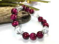 パワーストーン ブレスレット ピンクタイガーアイ 水晶 12mm  （シルバー）メンズ・レディース　男性・女性　数珠ブレス　開運  [24] 