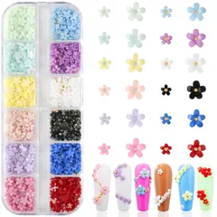 ★即日発送★ネイルパーツ 花 約600個のセット 12色 3D 立体 レジン ネイルアート ネイルデザイン アクセサリー ジュエリーパーツ ネイルフラワー レ パーツ 手作り ネイルスタッズ 付収納ボックス (カラー)