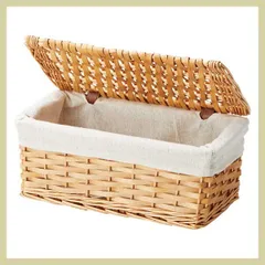 『煮柳・ポプラ』蓋・布付き四角タイプ収納ケース「34×17×15cm」／ナチュラル　※和,天然素材,リーズナブル,ナチュラル,レトロモダン,まとめ買い,セット割引き,ボックス,かご,,小物入れ,籐,かわいい,おしゃれ,開閉式,フタ