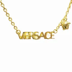 ヴェルサーチ ヴェルサーチェ VERSACE メデューサ チャーム レタリング ロゴ ネックレス 真鍮 アジャスター チェーン アクセサリー ゴールド △E26 メンズ レディースのサムネイル