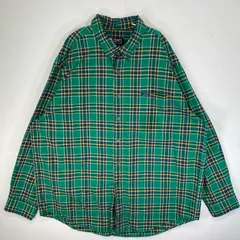 古着 90's/90年代 チャップスラルフローレン CHAPS RALPHLAUREN 長袖シャツ チェック ワンポイント　ロゴ 大きいサイズ XXL  グリーン系 マルチカラー メンズ