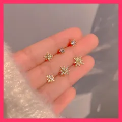 【スタッフおすすめ！】 6個セットスタッドピアス スターバースト ギフト プレゼント/セカンドピアス人気/付けっぱなしピアス キラキラ 小ぶりピアス 両耳用 ジュエ おすすめ おしゃれ　人気 上品 86SENWAI-001