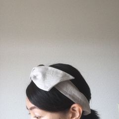 ワイヤー入りヘアバンド（後ろゴム・リネン・ベージュ）chika