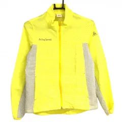 【超美品】ルコックスポルティフ ジャケット イエロー×白×グレー チェック 裾ドローコード レディース M ゴルフウェア le coq sportif