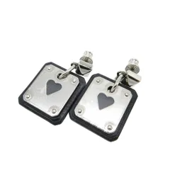 未使用品 エルメス アス ドゥ クール ハート ピアス レザー/メタル ブラック/シルバー Z刻印 0268 HERMES