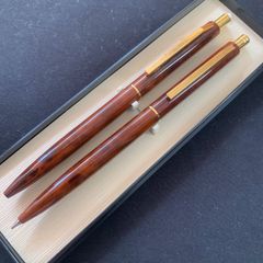 大平 OHHIRA ボールペン シャープペン 2本セット ケース付き茶色 プラスチック 金属