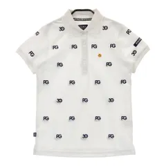 サイズ：0 PEARLY GATES パーリーゲイツ 30周年 半袖ポロシャツ ニコちゃん PG刺繍 総柄 ホワイト系 [240101493618] ゴルフウェア レディース ストスト