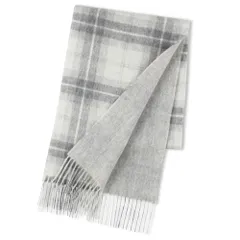 [Elensia] カシミヤ ブレンド リバーシブル マフラー メンズ レディース UVカット98%以上 チェック 30×186cm 160g 全13色 ホワイト プレゼント [ホワイト]
