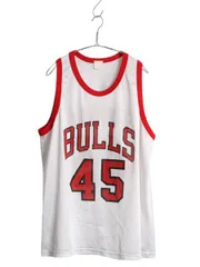 【お得なクーポン配布中!】 90s ブルズ メッシュ タンクトップ メンズ L 程/ オールド NBA ユニフォーム エア ジョーダン 45 バスケ ゲームシャツ ジャージ 重ね着 白