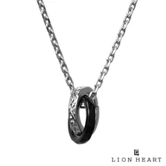 ライオンハート タテガミ ダブルリング ネックレス フラグメント サージカルステンレス316L シルバー×ブラック 金属アレルギー対応 メンズ ブランド LION HEART