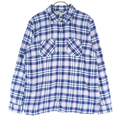 美品 L.L.Bean エルエルビーン チェック柄 長袖 コットンシャツ L ブルー メンズ 古着