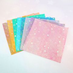キラキラホログラムの流れ星柄折り紙／５枚セット／サン宝石