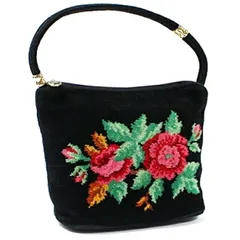 フェイラー シェニール織 ハンドバッグ ブラック 花柄 中古 ABランク