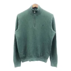 Polo by Ralph Lauren ポロ ラルフローレン ハーフジップ ドライバーズニット セーター ワンポイント グリーン (メンズ M) 中古 古着 Q7551