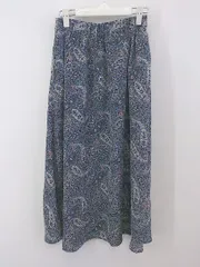 ◇ chocol raffine robe 総柄 ウエストゴム ロング フレア スカート サイズF ネイビー ホワイト系 マルチ レディース P  【中古】 【1210120005949】