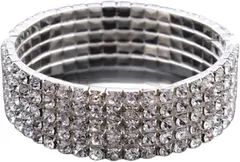 Torata ラインストーン キラキラ パーティー 結婚式 ダンス用 シルバー(クリア 5連ブレスレット,  フリーサイズ)