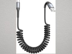 SUNGUY USB C ケーブル 伸びる 新品 最大 3A 急速充電 タイプC ケーブル 伸縮自在 USB2.0データ転送 コイル型 PU素材 USB-A to -C ケーブル
