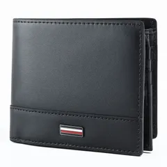 新品 トミーヒルフィガー 高品質ヨーロッパ輸入モデル TOMMY HILFIGER 二つ折り財布 小銭入れ付 フラップタイプ CORP CC FLAP AND COIN ブラック AM0AM13246 BDS BLACK ウォレット 折財布のサムネイル