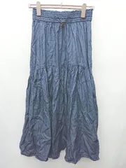 ◇ Θ classicalelf 大きいサイズ　ドロスト　デニム ロング ティアード スカート サイズXL ブルー レディース P  【1411070002310】