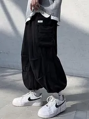 カーゴ パンツ ドローコード 付き 裾 ウエスト 絞れる ワイド カジュアルzeneng01