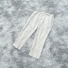 【良品】全日本婦人子供服工業組合連合会  カジュアルパンツ  総柄  (W61)  大人カワイイ  上品  レディース  白系  ホワイト【送料無料】