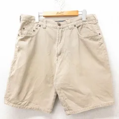 W34/古着 ルート66 ショート パンツ ショーツ メンズ 00s コットン ベージュ カーキ デニム 25jun13 中古 ボトムス 短パン ショーパン ハーのサムネイル