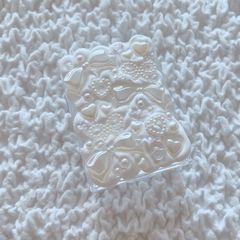 No.227   アクリル小物ケース　トラベル　ケース　クリア　硬質ケース　ホイップデコ　シリコンシーラント　ホワイト　白　純白　ハート　リボン　パステルカラー　推し活グッズ　Teahandmade