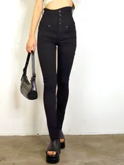 【在庫処分】EMODA エモダ デニム ハイウエスト スリム スキニー 細い アシンメトリーラインハイウエストパギンス 美脚 脚長 定番 ハイウエストパギンス 042332471301