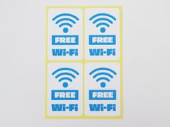 FREE Wi-Fi フリーWIFI シール ステッカー 小サイズ4枚セット 防水 再剥離仕様 フリーWi-Fi 屋外対応 看板 案内 標識 おしゃれ 日本製