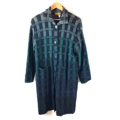 ランセル LANCEL コート グラデーションカラー サイドポケット ボタン ニット素材 緑系 黒 Mサイズ 963675のサムネイル