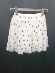 ◇ Θ any FAM キッズ 子供服 イチゴ チェリー フレア チュール スカート サイズ130 アイボリー ピンク系 女の子 E  【1505290025386】