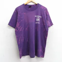 L/古着 フルーツオブザルーム 半袖 ビンテージ Tシャツ メンズ 90s ups クルーネック 紫他 パープル ブリーチ加工 25apr24 中古