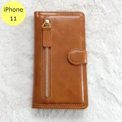 iPhoneケース 左ジッパー 手帳型 iPhone 11 XR ブラウン スマホ アイフォン ケース B